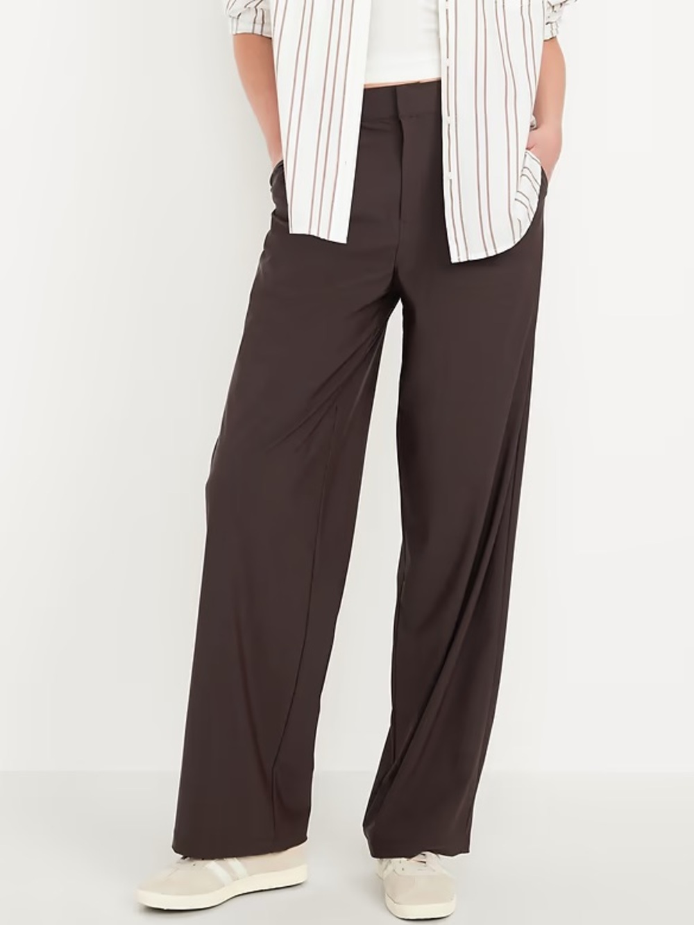 NWT Old Navy High-Waisted SleekTech Trouser Pants | Dark Brown | Large